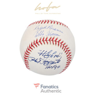 Ralph Branca Bobby Thomson & Phil Rizzuto Autographed Rawlings Baseball with Multiple Inscriptions