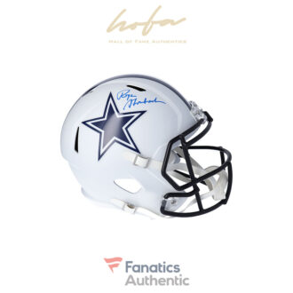 Roger Staubach Dallas Cowboys Autographed Riddell Flat White Alternate Revolution Speed Replica Helmet