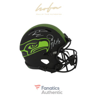 Russell Wilson & DK Metcalf Seattle Seahawks Autographed Riddell Eclipse Alternate Speed Replica Helmet