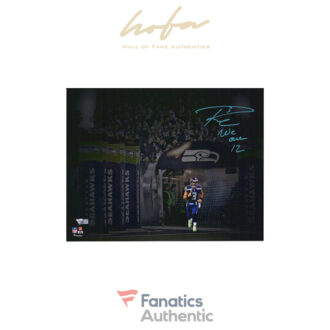 Russell Wilson Seattle Seahawks Autographed 11" x 14" Entrance Spotlight Photograph with "WE ARE 12" Inscription - Green Ink