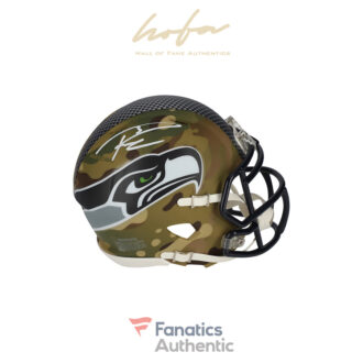 Russell Wilson Seattle Seahawks Autographed Riddell Camo Alternate Speed Mini Helmet