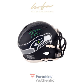 Russell Wilson Seattle Seahawks Autographed Riddell Speed Mini Helmet - Signed in Green Ink