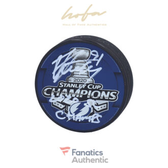 Steven Stamkos Tampa Bay Lightning Autographed 2020 Stanley Cup Champions 2020 Stanley Cup Champions Logo Hockey Puck with "2020 SC Champs" Inscription