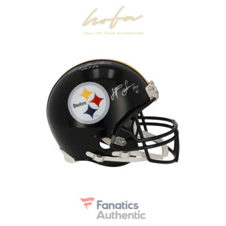 Terry Bradshaw & Lynn Swann Pittsburgh Steelers Autographed Riddell Throwback VSR4 Authentic Helmet with Hall of Fame Inscriptions
