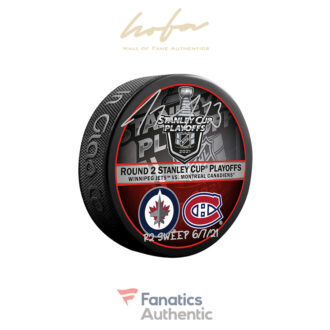 Tyler Toffoli Autographed Round 2 vs. Winnipeg Match-Up Hockey Puck with "R2 SWEEP 6/7/21" Inscription