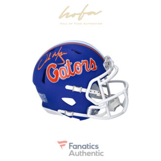 Urban Meyer Florida Gators Autographed Blue Riddell Speed Mini Helmet