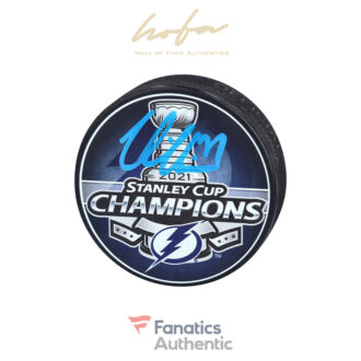 Victor Hedman Tampa Bay Lightning Autographed 2021 Stanley Cup Champions Logo Hockey Puck