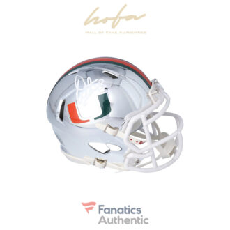 Warren Sapp Miami Hurricanes Autographed Riddell Chrome Speed Mini Helmet