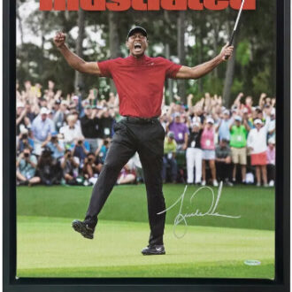 Tiger Woods Autographed Sports Illustrated Cover Framed Canvas Print 2019 Masters 15x20