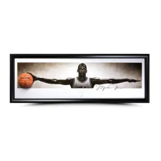 Michael Jordan Autographed Wings Breaking Through Photo - Framed