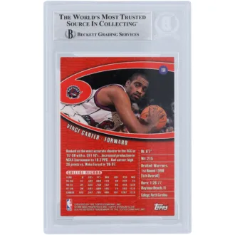 Vince Carter Toronto Raptors Autographed 1998-99 Topps Stadium Club Purple Ink #198 Beckett Fanatics Witnessed Authenticated Rookie Card